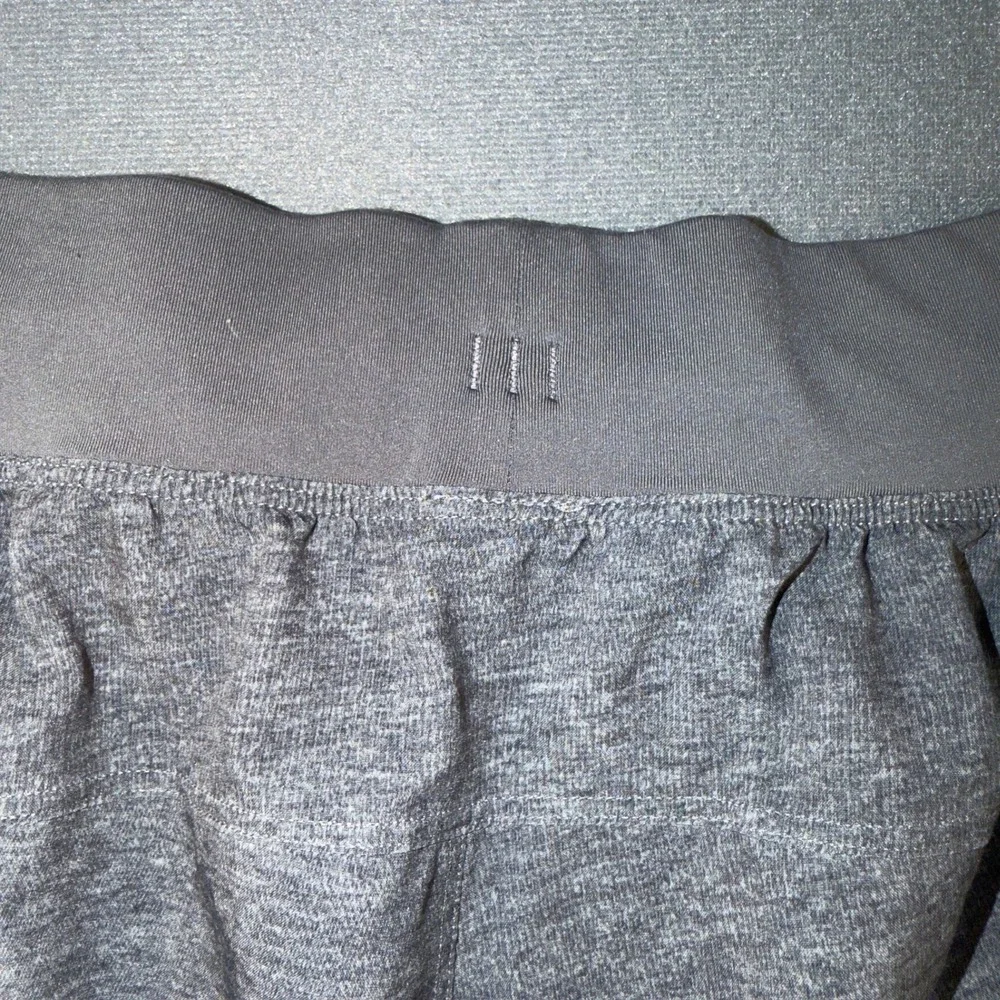 Lululemon Mens Heathered Grey Athletic Training Running Shorts Zipper Pocket l